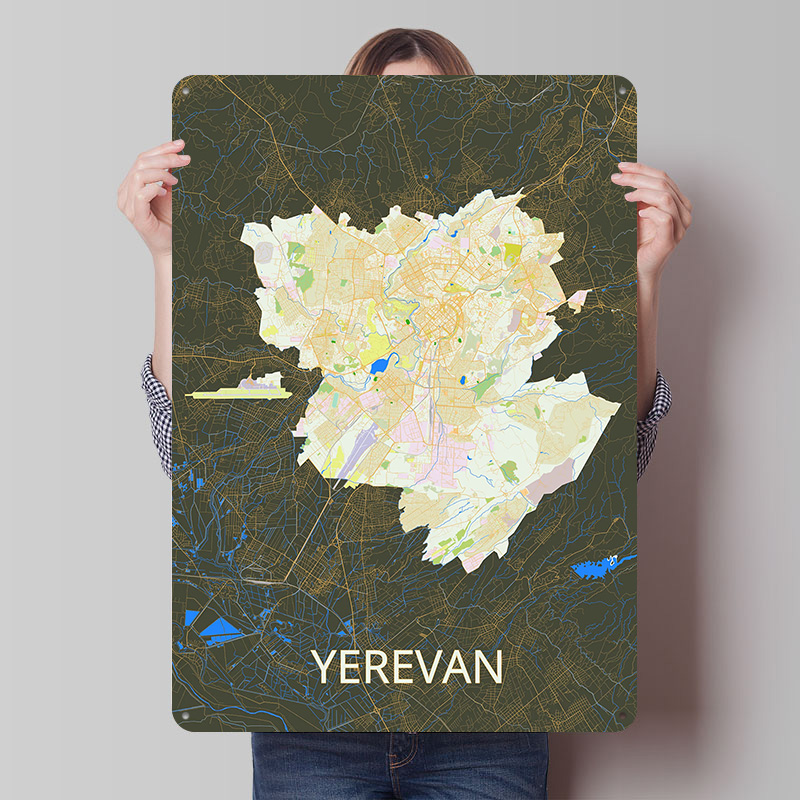 Gaming Accessories Retro - Yerevan City Map Tinplate Poster Custom
