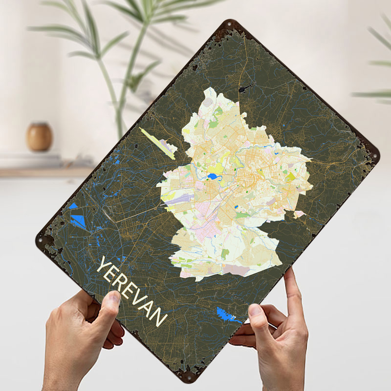 Yerevan City Map Tinplate Post - đánh giá và giá Gaming Accessories Retro