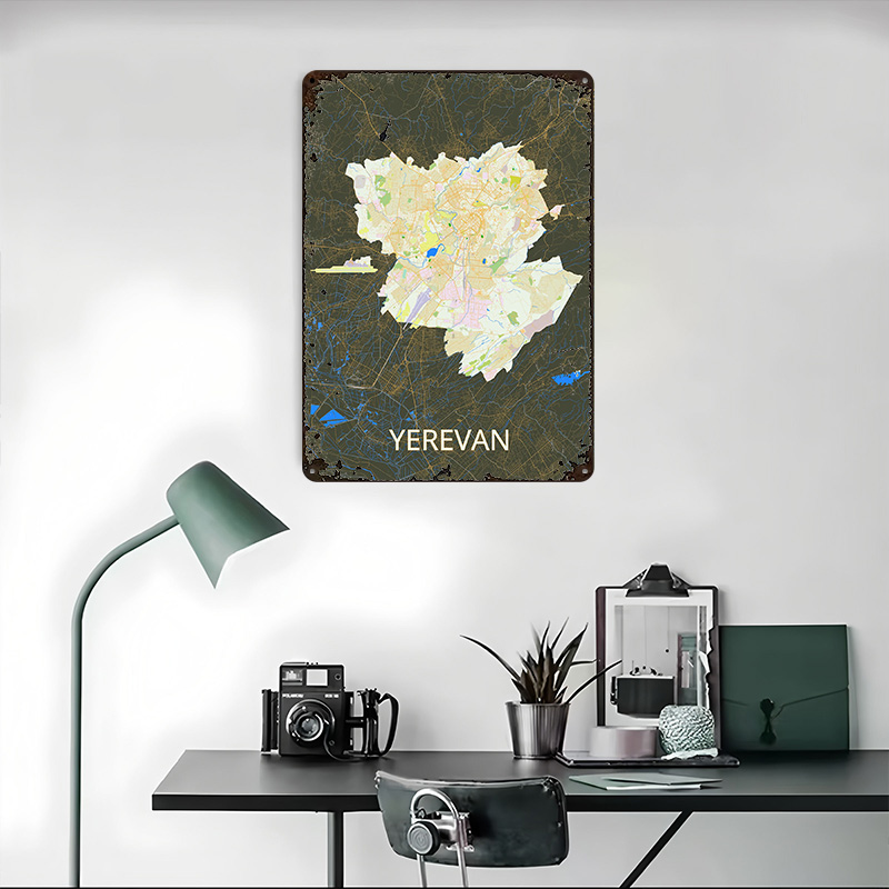 Yerevan City Map Tinplate Post - đánh giá và giá Gaming Accessories Retro